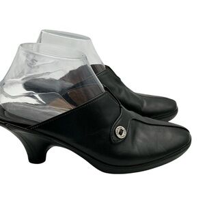 COLE HAAN BLACK LEATHER CLOGS‎ MULE 3.5" HEEL WOMEN SIZE US 8.5